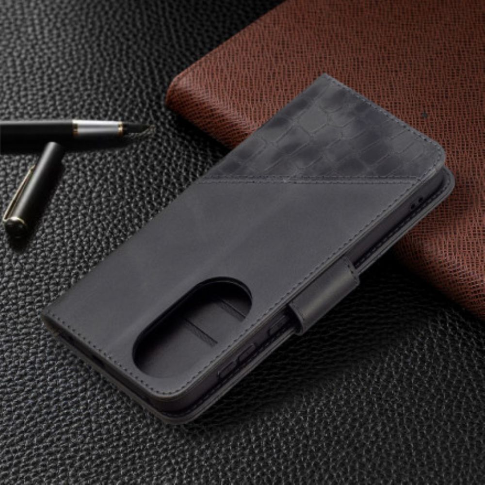 Flip Case voor Huawei P50 Klassiek Krokodillenleereffect