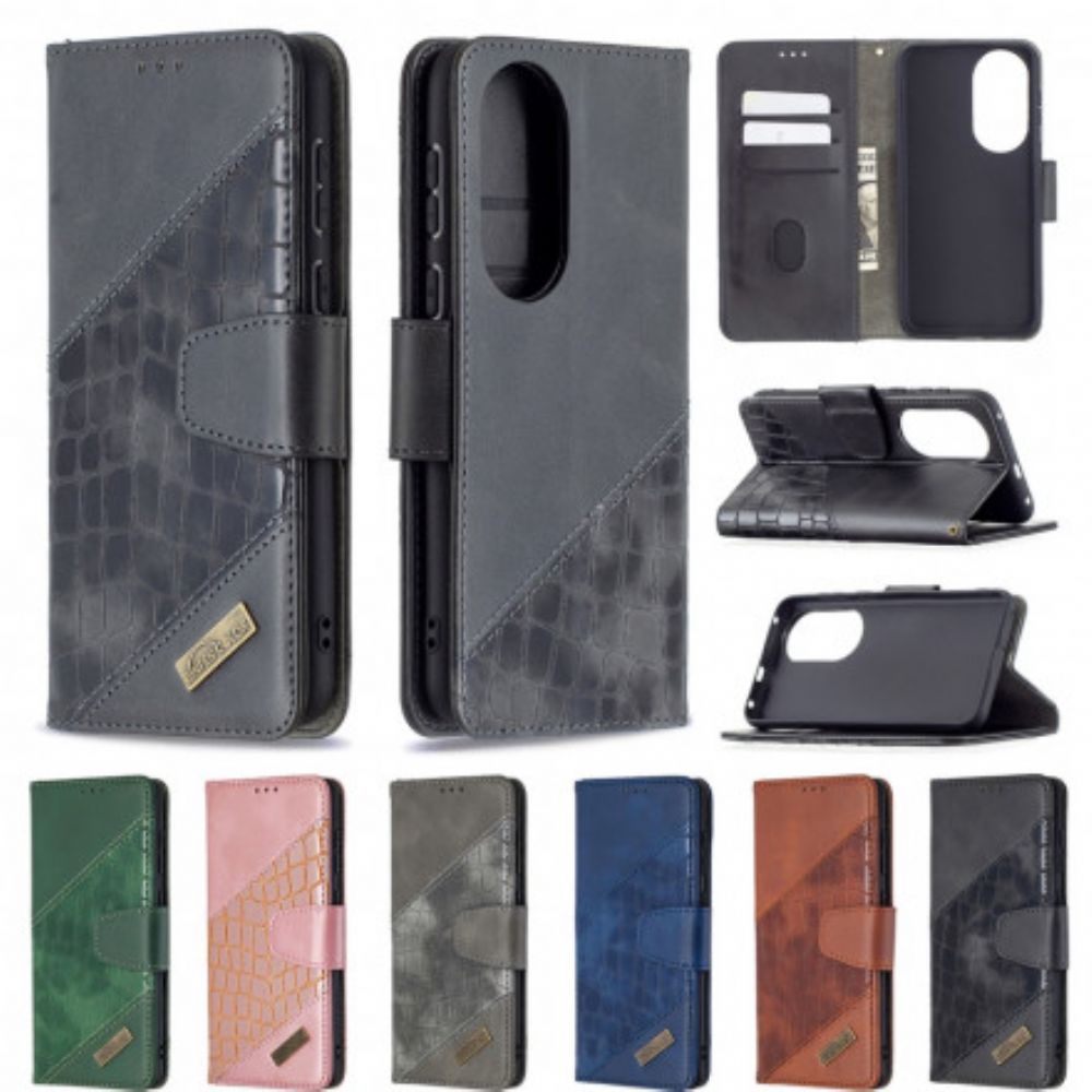 Flip Case voor Huawei P50 Klassiek Krokodillenleereffect