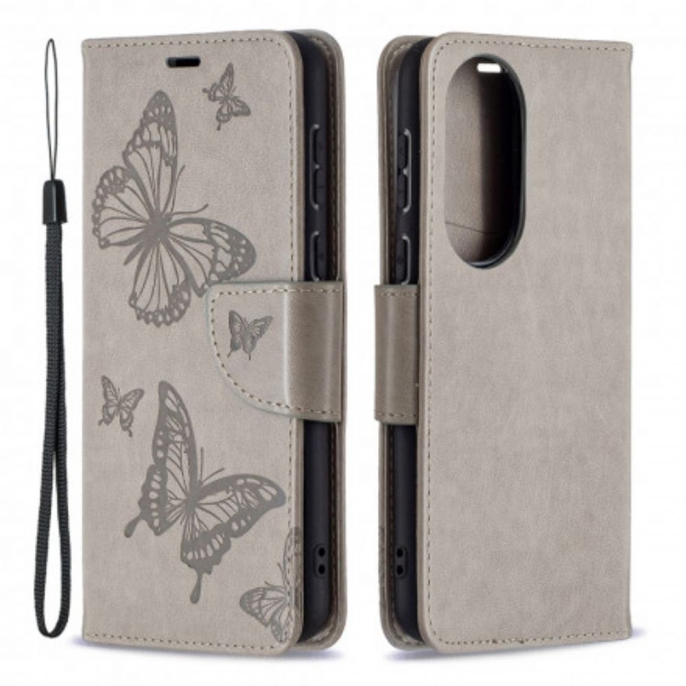 Folio-hoesje voor Huawei P50 Flip Case Vlinders En Schuine Klep