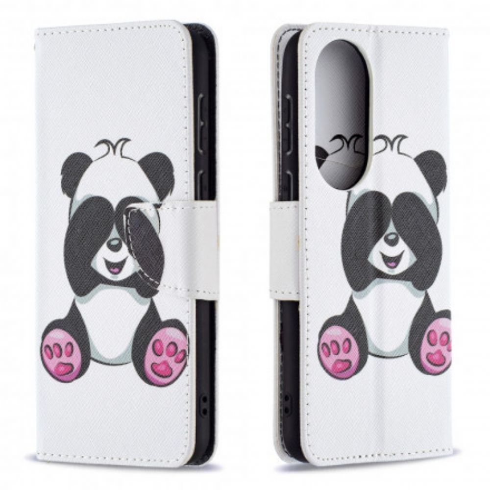 Folio-hoesje voor Huawei P50 Panda Op Bamboe