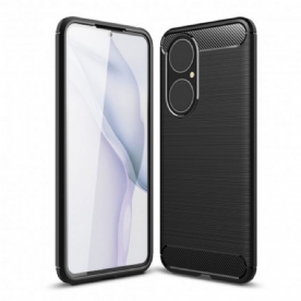 Hoesje voor Huawei P50 Geborstelde Koolstofvezel