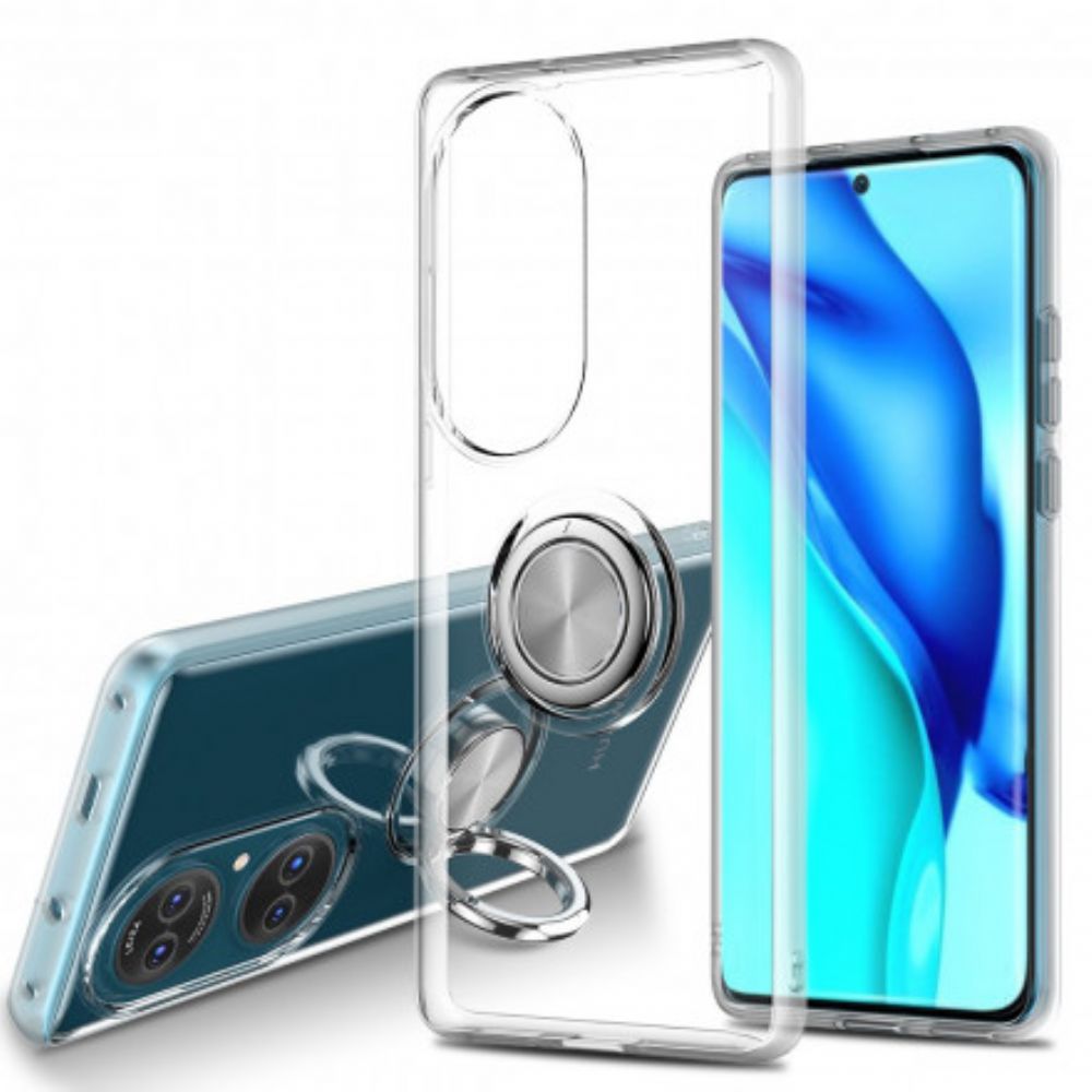 Hoesje voor Huawei P50 Transparante Eenvoudige Metalen Ring