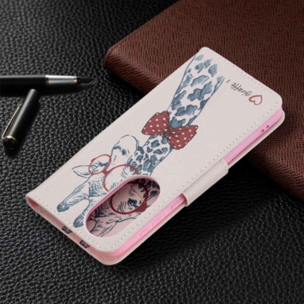 Leren Hoesje voor Huawei P50 Nerdy Giraf