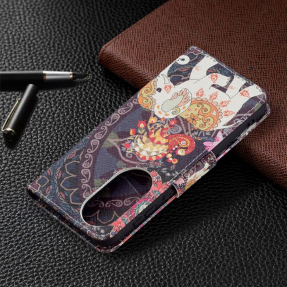 Leren Hoesje voor Huawei P50 Tribale Olifant