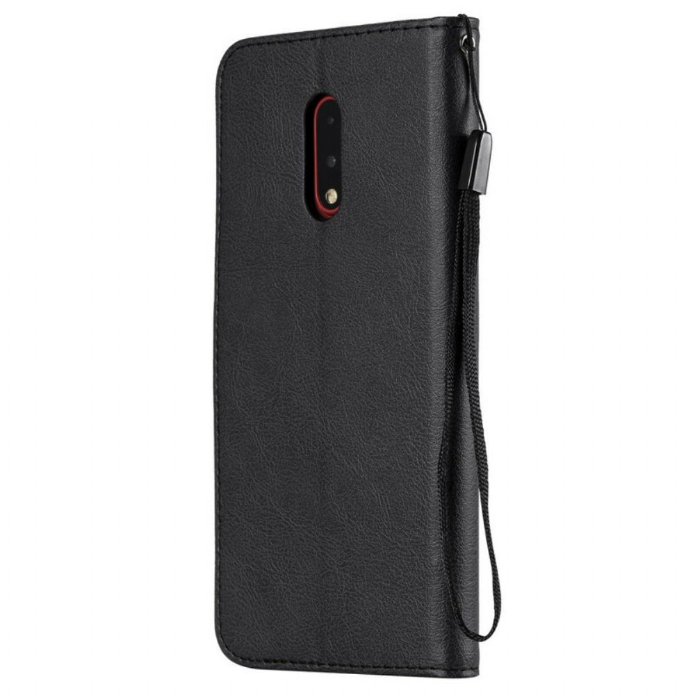 Folio-hoesje voor OnePlus 7 Met Ketting Leren Bandeffect