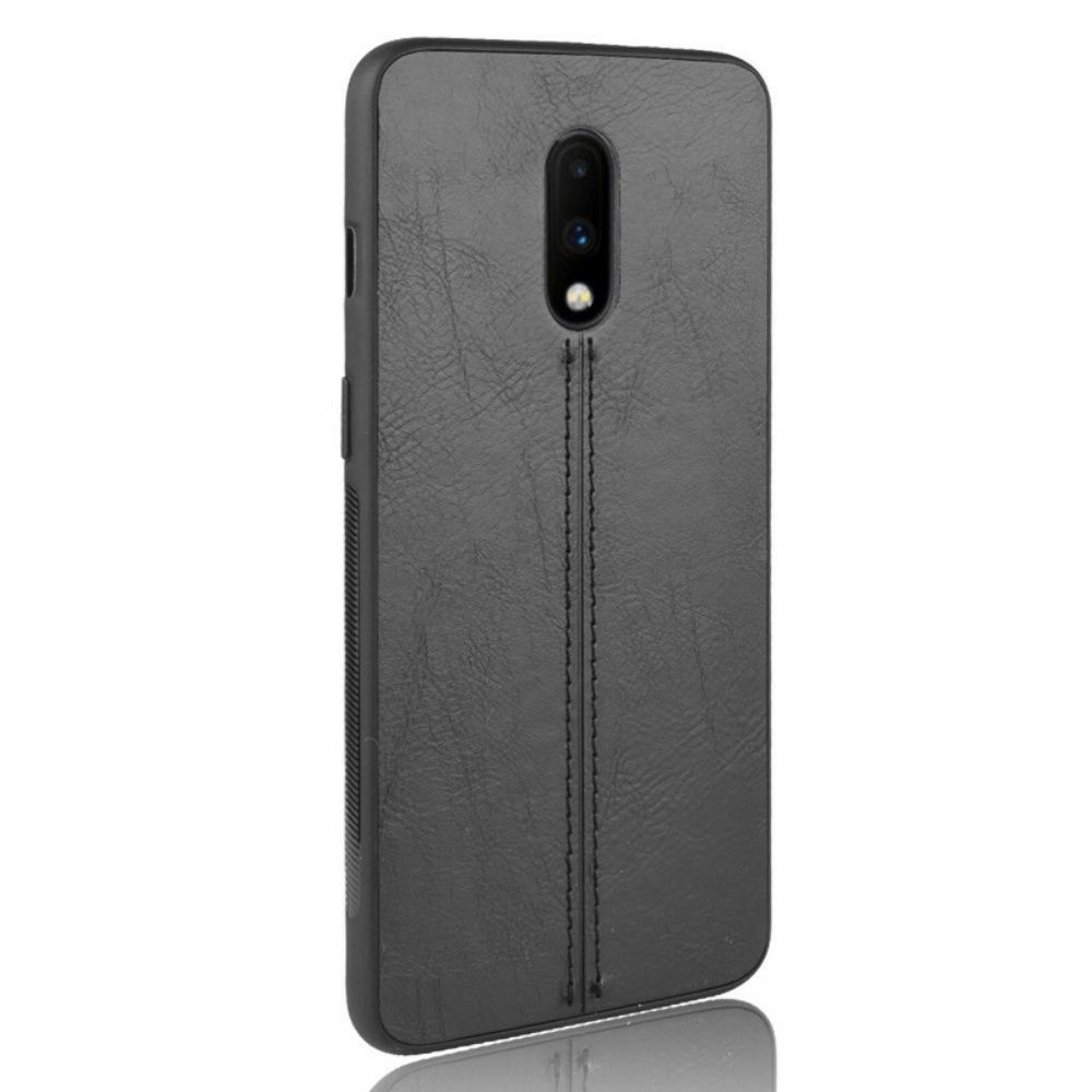 Hoesje voor OnePlus 7 Naad Leereffect