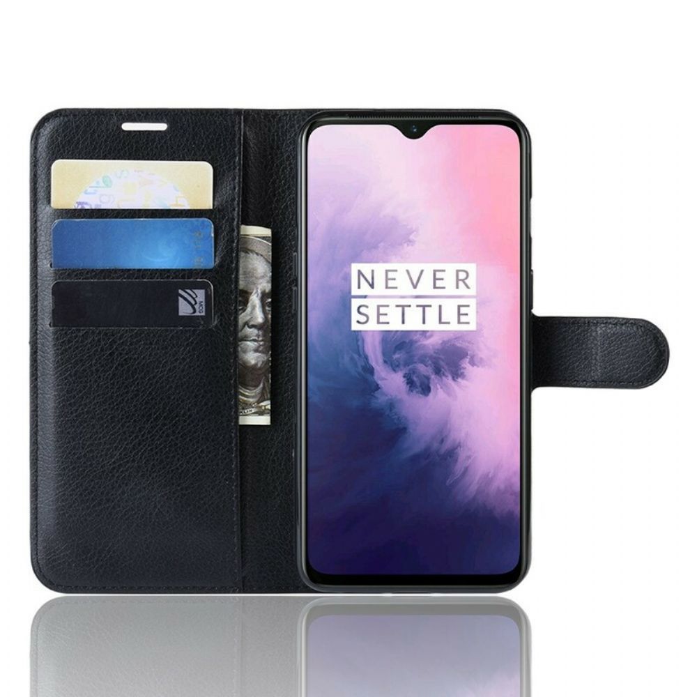 Leren Hoesje voor OnePlus 7 Retro Lychee-effect