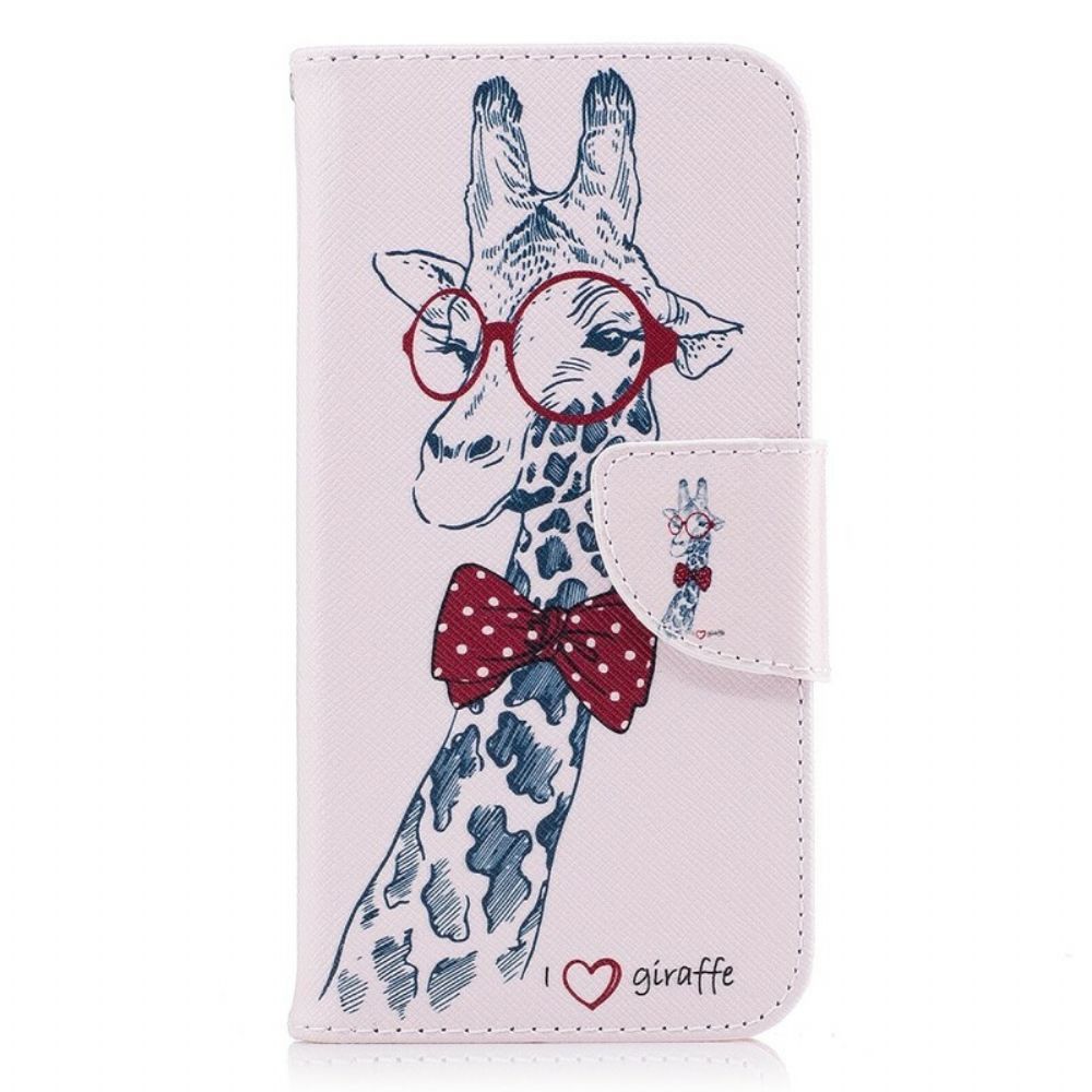 Folio-hoesje voor Samsung Galaxy J7 2017 Nerdy Giraf