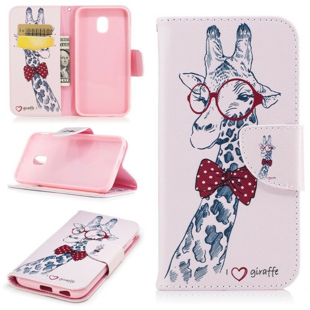 Folio-hoesje voor Samsung Galaxy J7 2017 Nerdy Giraf