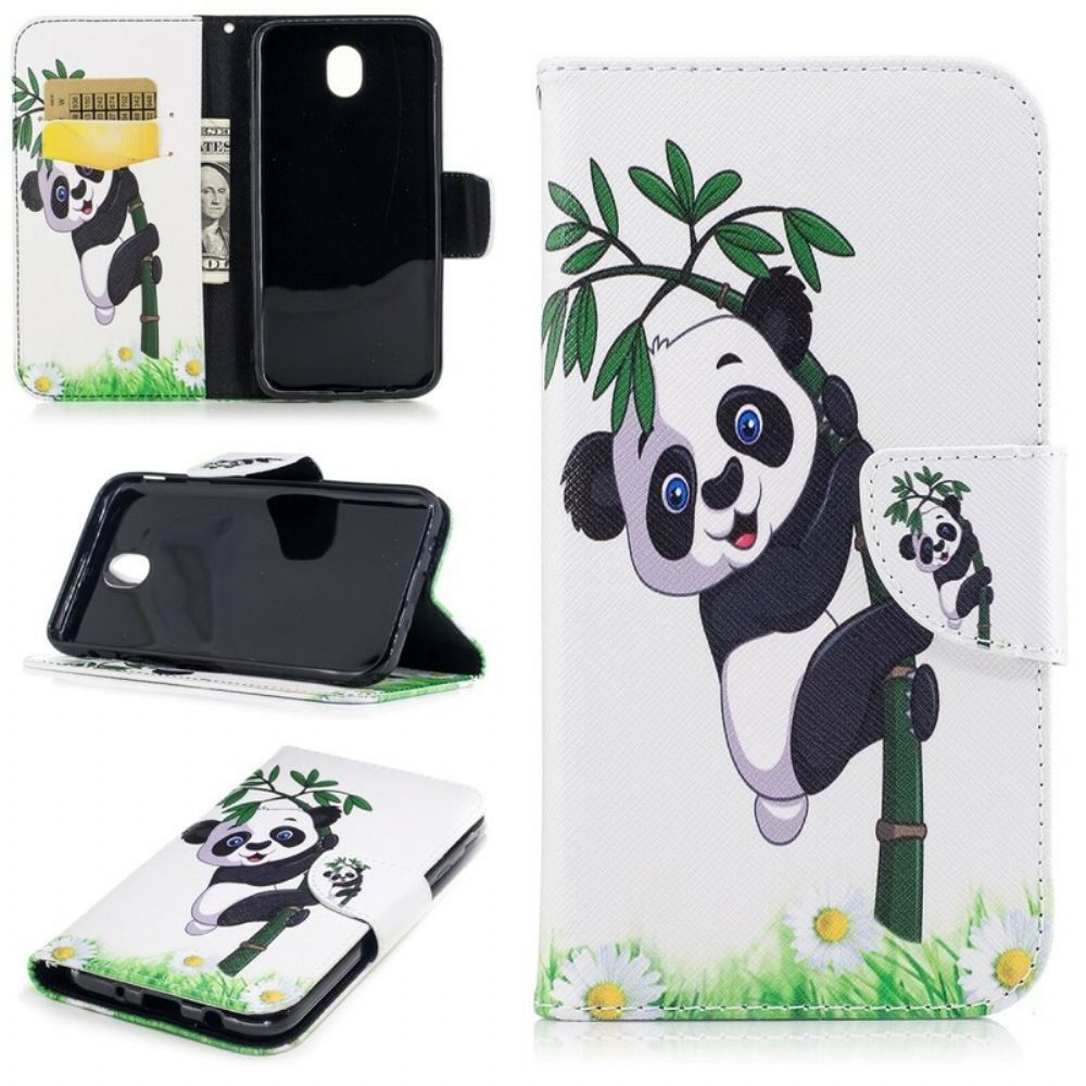 Folio-hoesje voor Samsung Galaxy J7 2017 Panda Op Bamboe