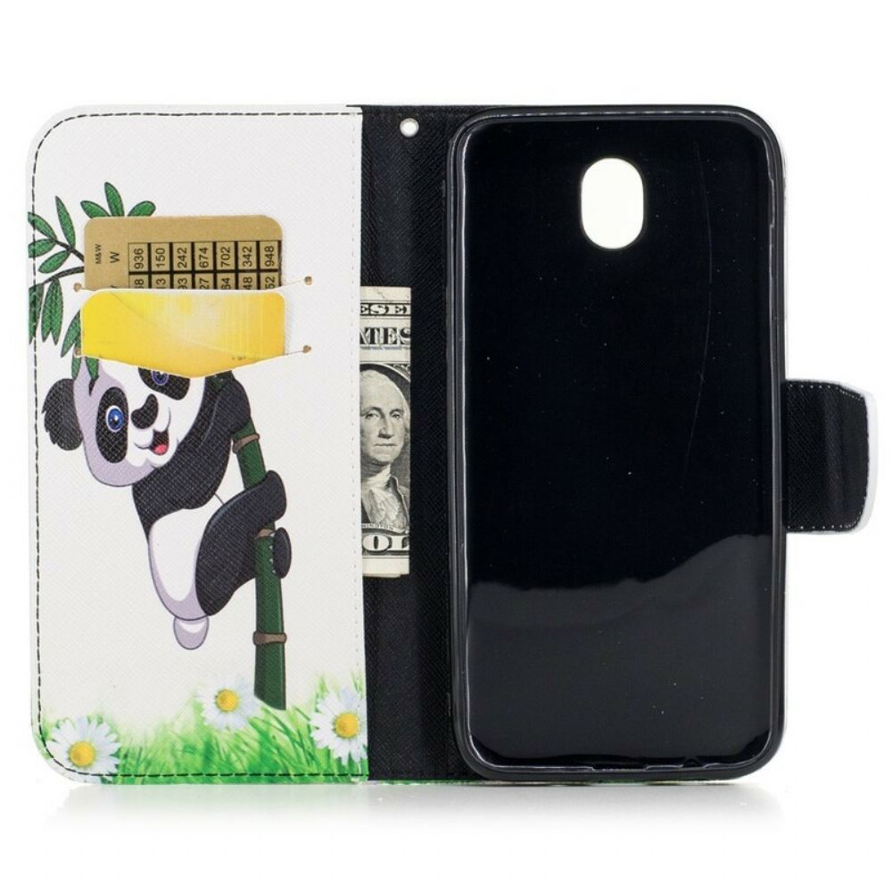 Folio-hoesje voor Samsung Galaxy J7 2017 Panda Op Bamboe