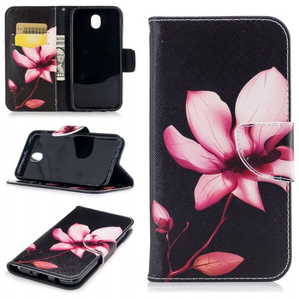 Folio-hoesje voor Samsung Galaxy J7 2017 Roze Bloem