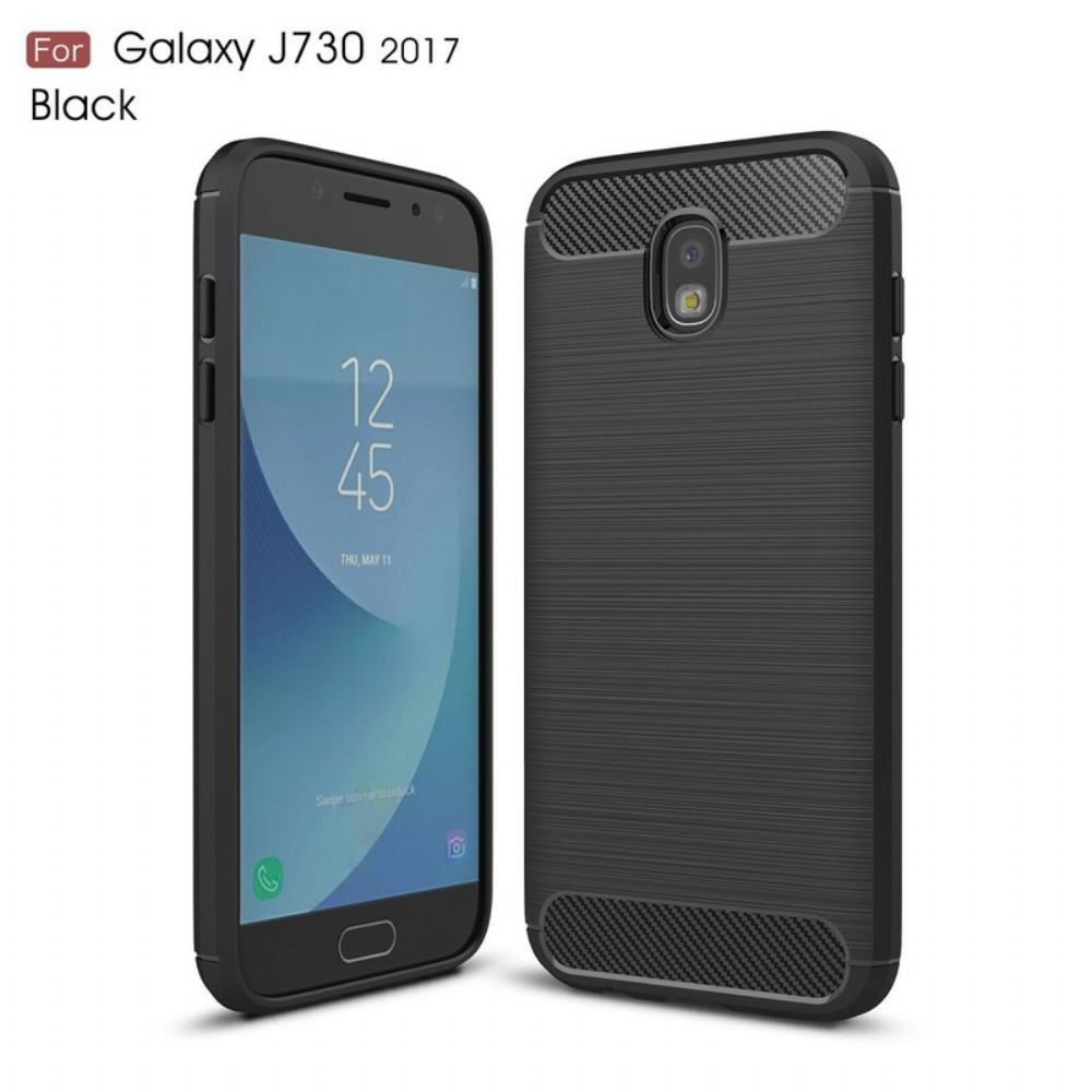 Hoesje voor Samsung Galaxy J7 2017 Geborstelde Koolstofvezel