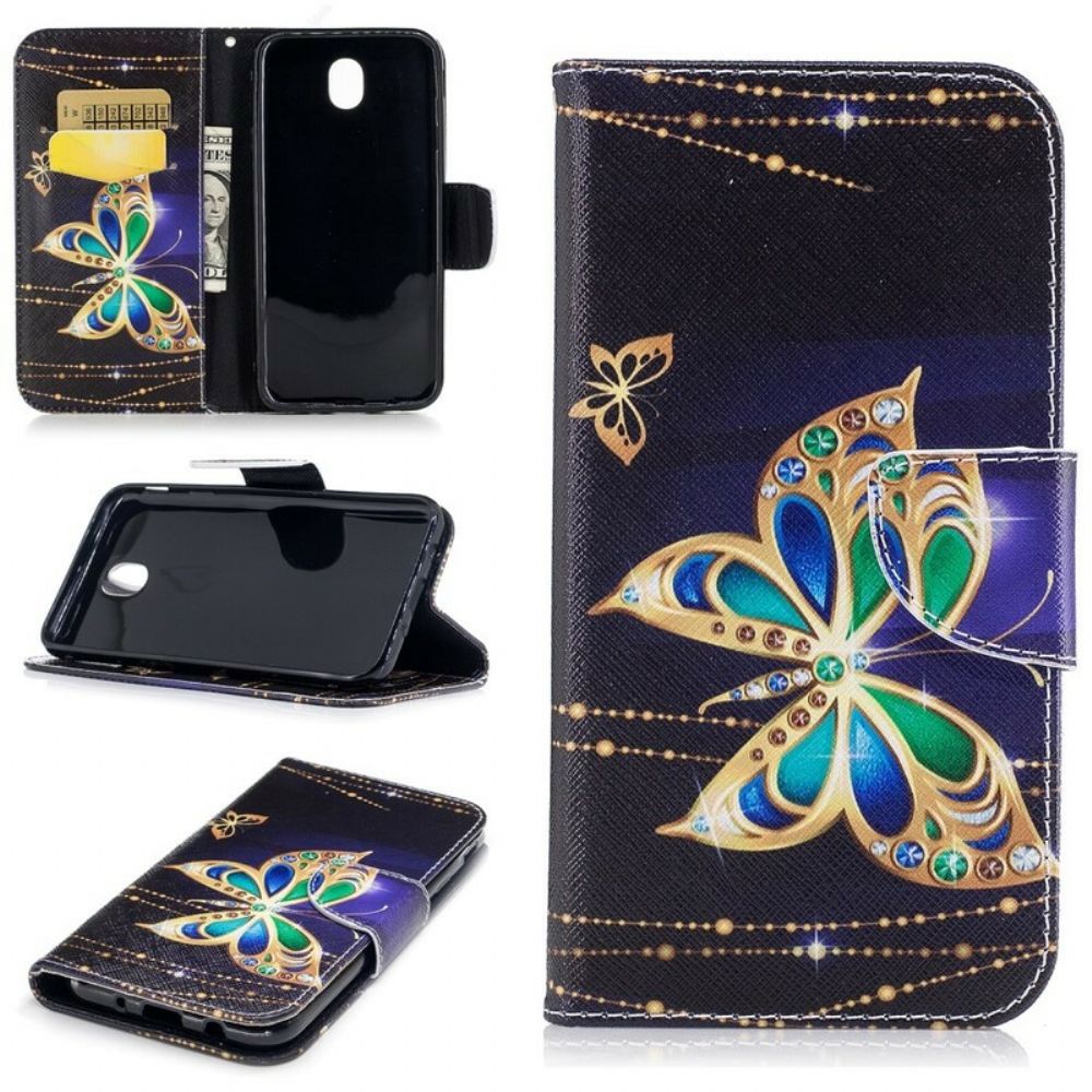 Leren Hoesje voor Samsung Galaxy J7 2017 Magische Vlinder