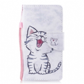 Leren Hoesje voor Samsung Galaxy J7 2017 Met Ketting Thong Kitten