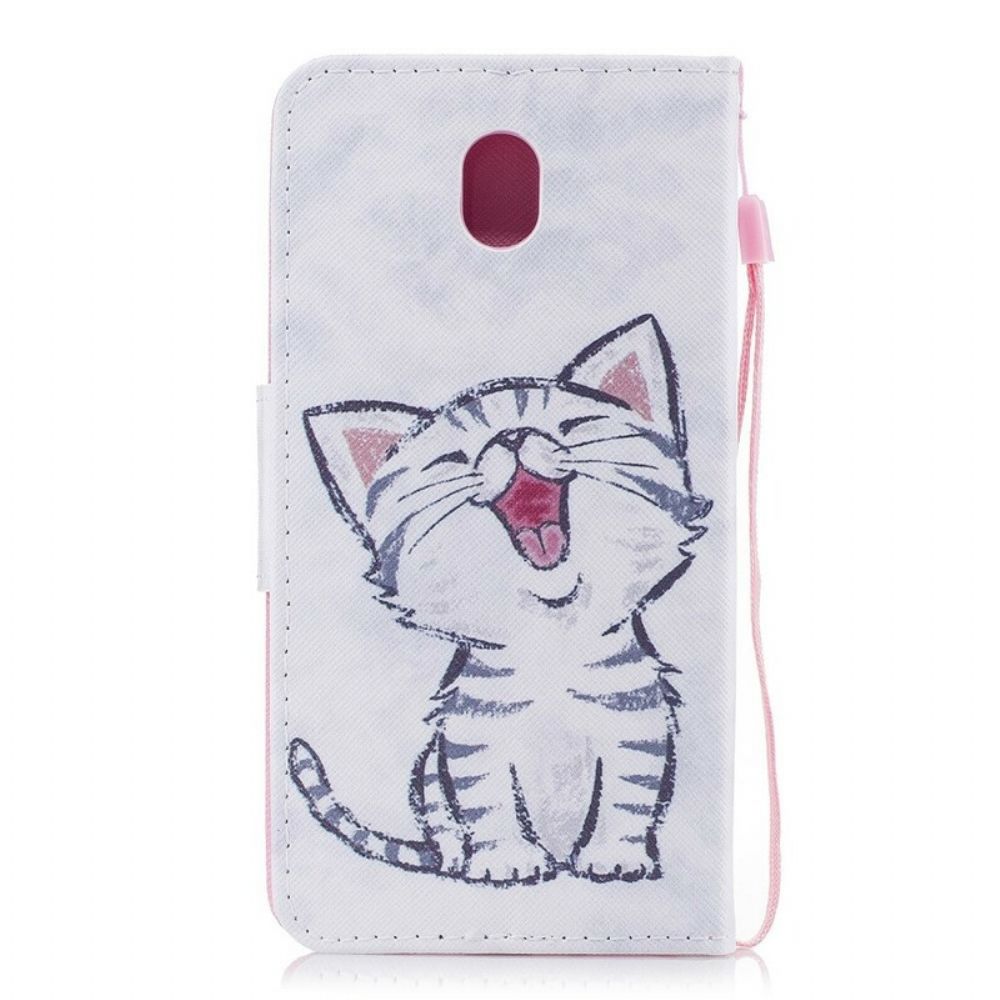 Leren Hoesje voor Samsung Galaxy J7 2017 Met Ketting Thong Kitten