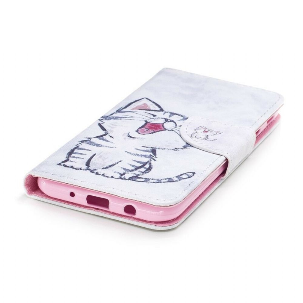 Leren Hoesje voor Samsung Galaxy J7 2017 Met Ketting Thong Kitten