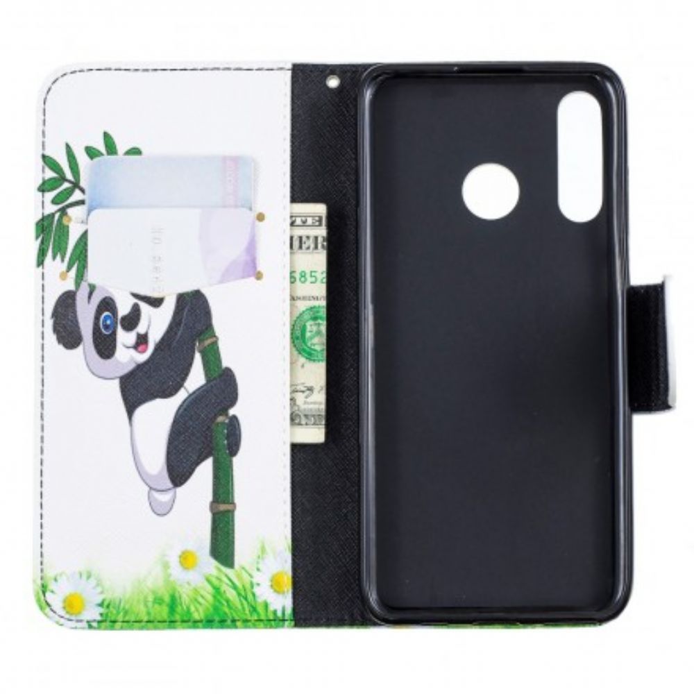 Flip Case voor Huawei P30 Lite Panda Op Bamboe