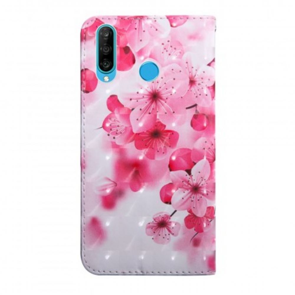 Flip Case voor Huawei P30 Lite Roze Bloemen