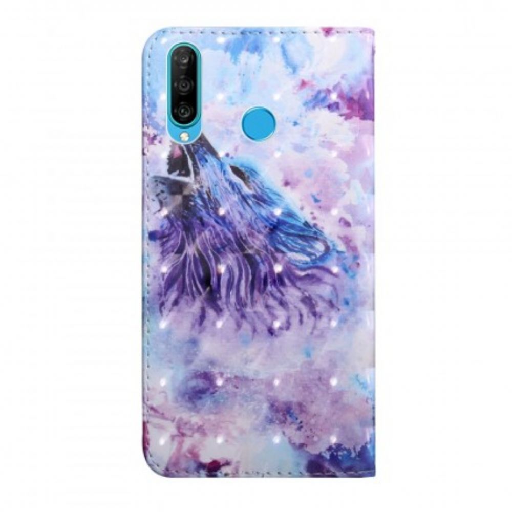 Folio-hoesje voor Huawei P30 Lite Aquarel Wolf