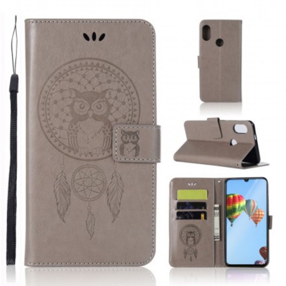 Folio-hoesje voor Huawei P30 Lite Leer Effect Catch Dreams Owl