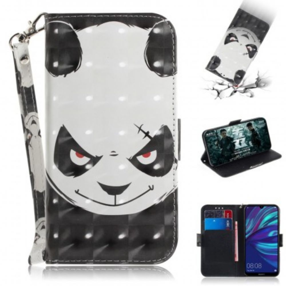 Folio-hoesje voor Huawei P30 Lite Met Ketting Boze Panda Met Riem