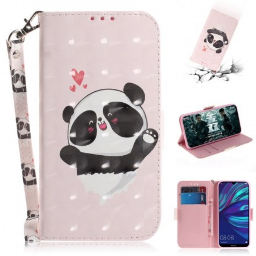 Folio-hoesje voor Huawei P30 Lite Met Ketting Panda Liefde Met Riem