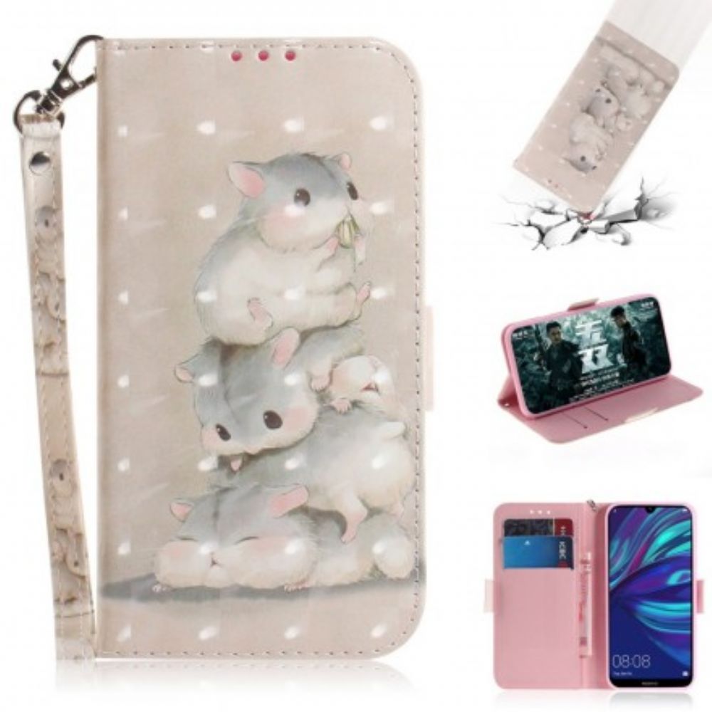 Folio-hoesje voor Huawei P30 Lite Met Ketting Thong Hamsters