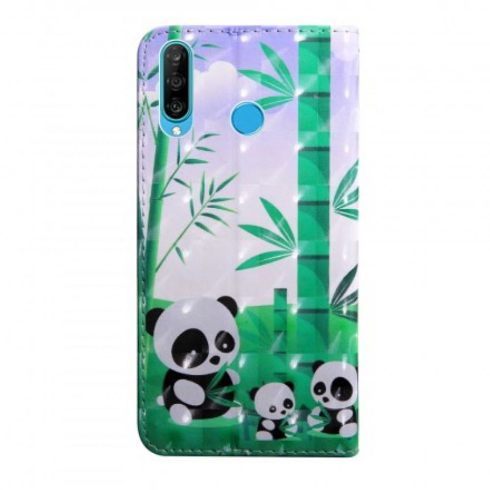 Folio-hoesje voor Huawei P30 Lite Panda-familie