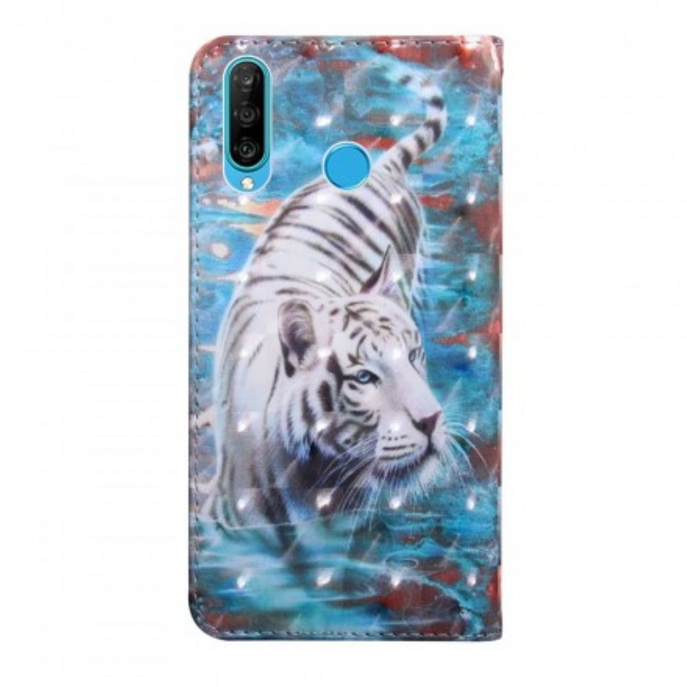 Folio-hoesje voor Huawei P30 Lite Tijger In Het Water