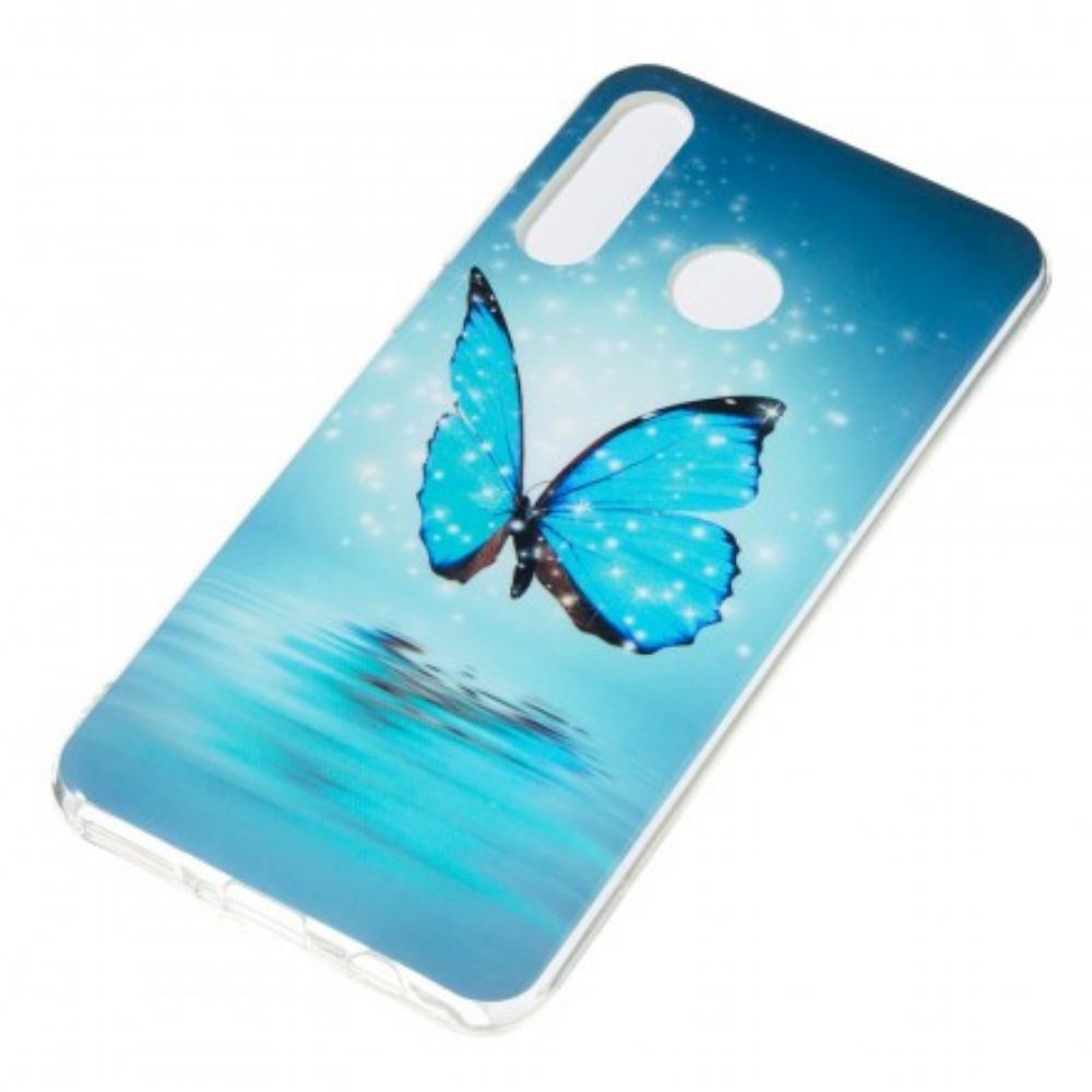 Hoesje voor Huawei P30 Lite Fluorescerende Blauwe Vlinder