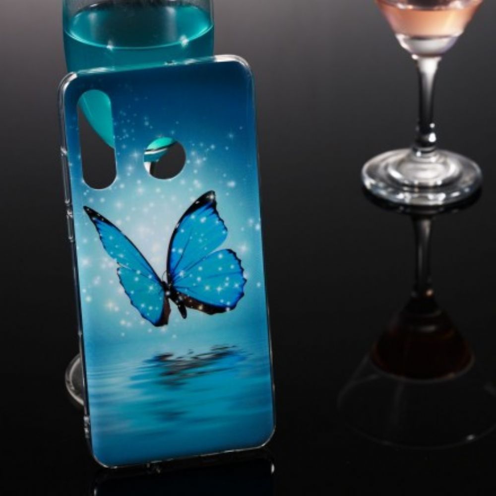 Hoesje voor Huawei P30 Lite Fluorescerende Blauwe Vlinder