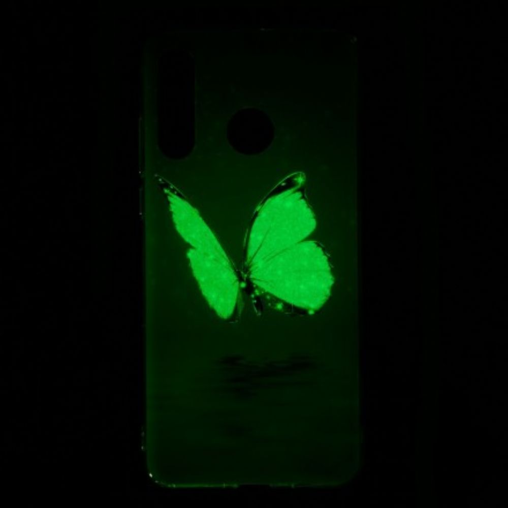 Hoesje voor Huawei P30 Lite Fluorescerende Blauwe Vlinder