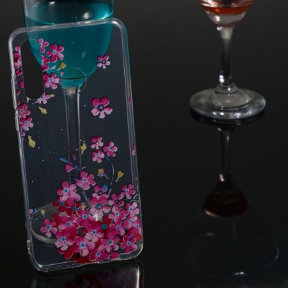 Hoesje voor Huawei P30 Lite Gele En Magenta Bloemen