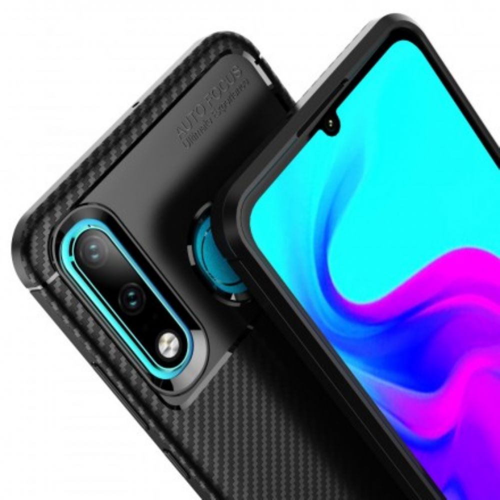 Hoesje voor Huawei P30 Lite Slang Met Koolstofvezelstructuur