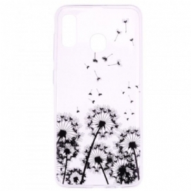 Hoesje voor Huawei P30 Lite Transparante Zwarte Paardebloemen