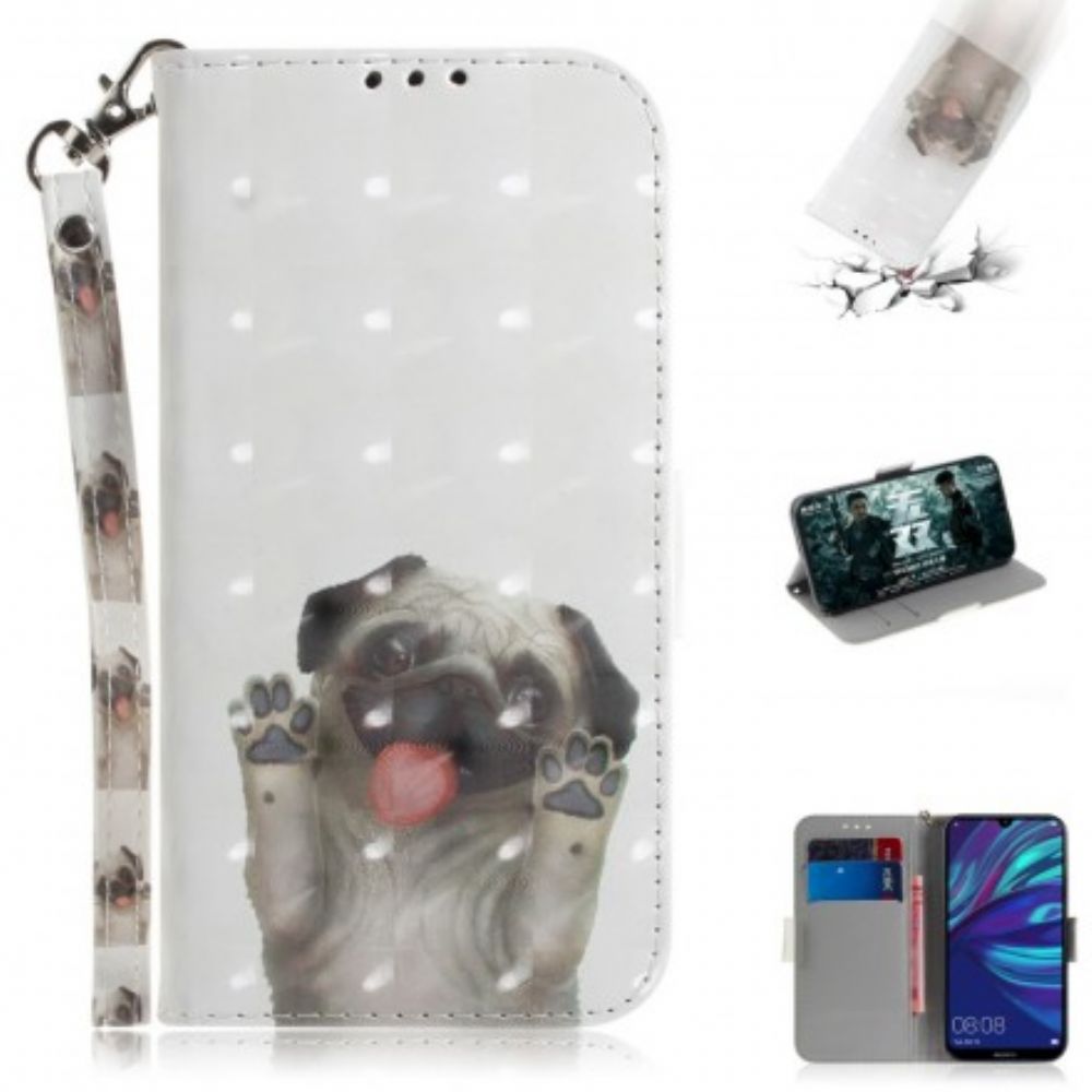 Leren Hoesje voor Huawei P30 Lite Met Ketting Hou Van Mijn Hond Met Riem