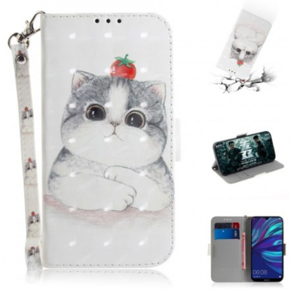 Leren Hoesje voor Huawei P30 Lite Met Ketting Tomaat Op De String Cat