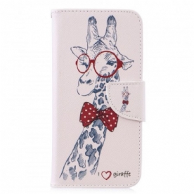 Leren Hoesje voor Huawei P30 Lite Nerdy Giraf