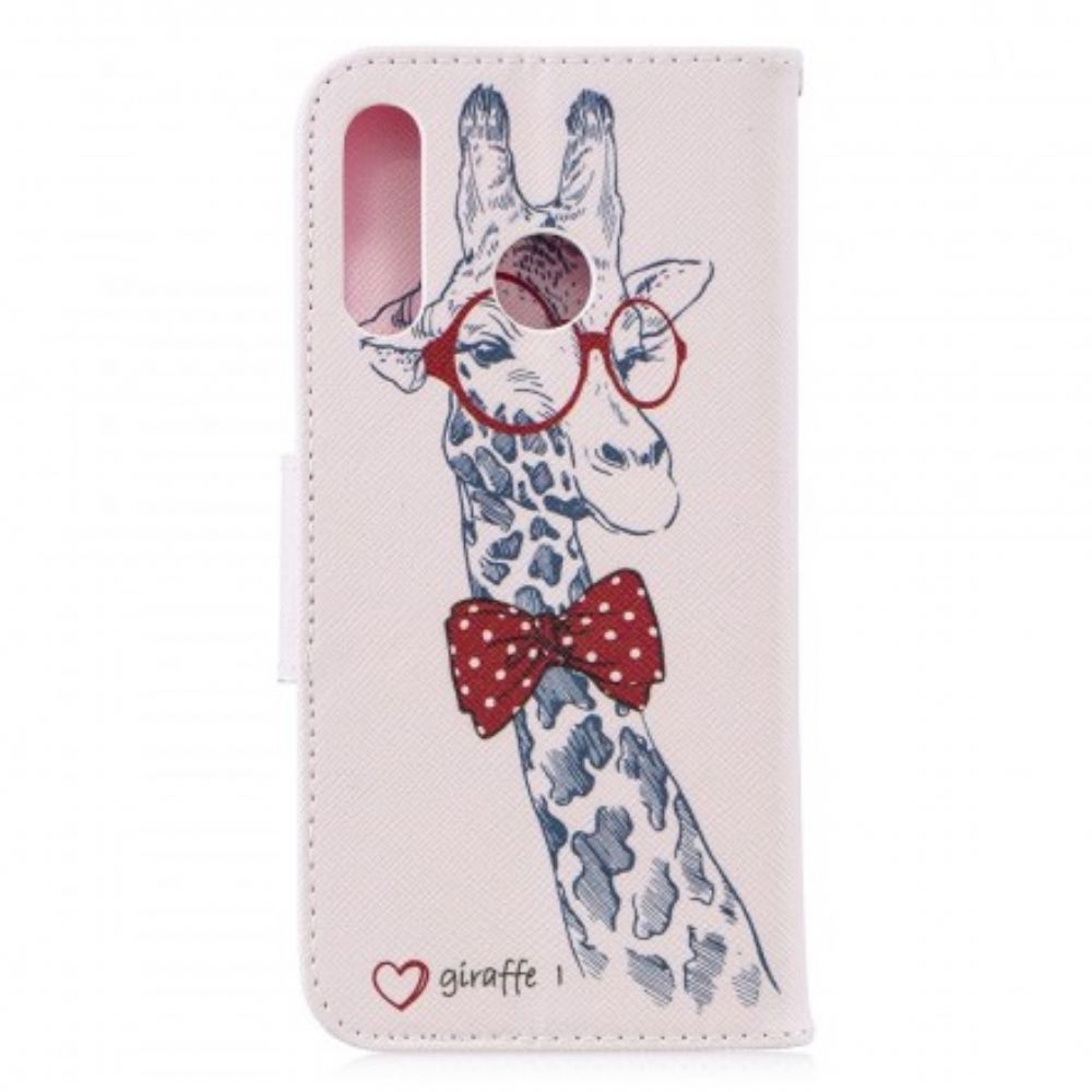 Leren Hoesje voor Huawei P30 Lite Nerdy Giraf