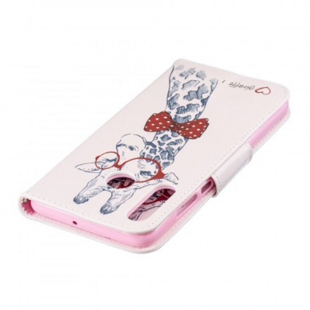 Leren Hoesje voor Huawei P30 Lite Nerdy Giraf