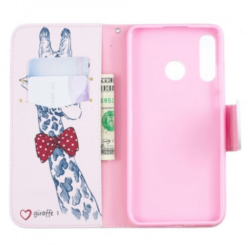 Leren Hoesje voor Huawei P30 Lite Nerdy Giraf