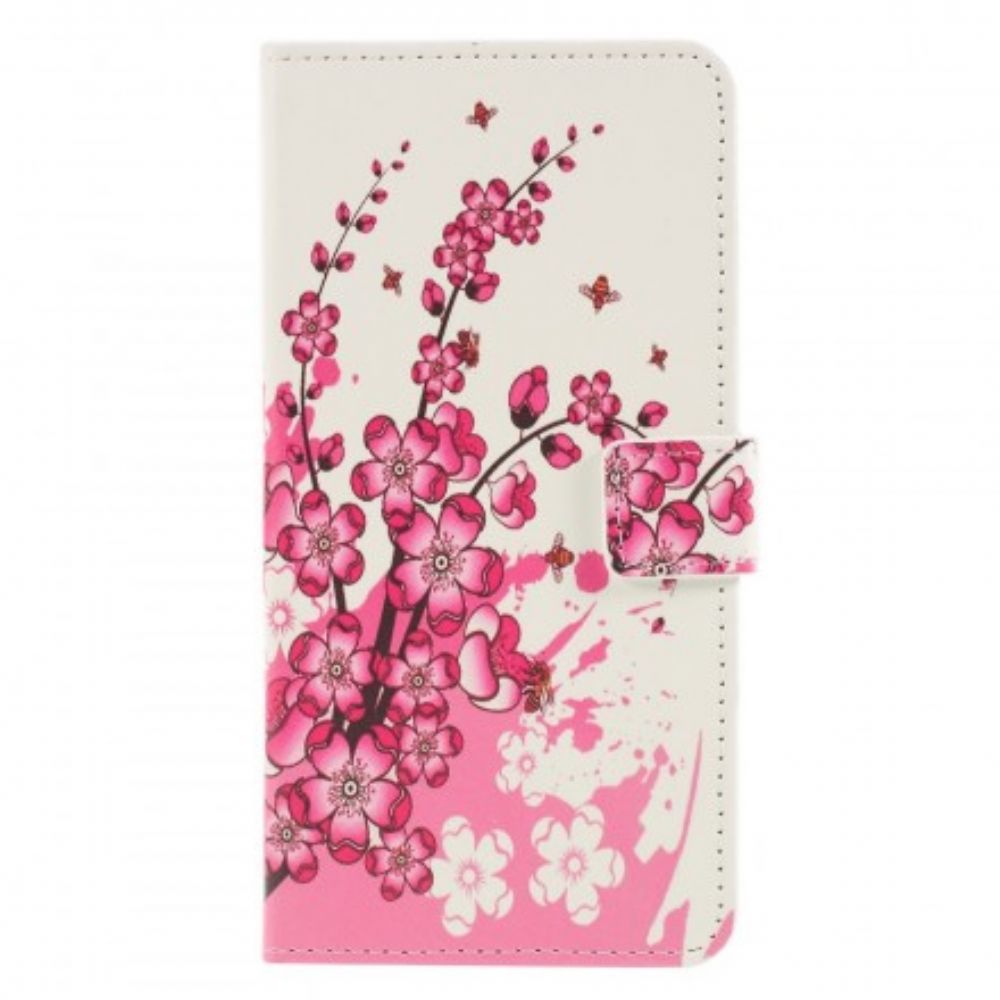 Leren Hoesje voor Huawei P30 Lite Tropische Bloemen