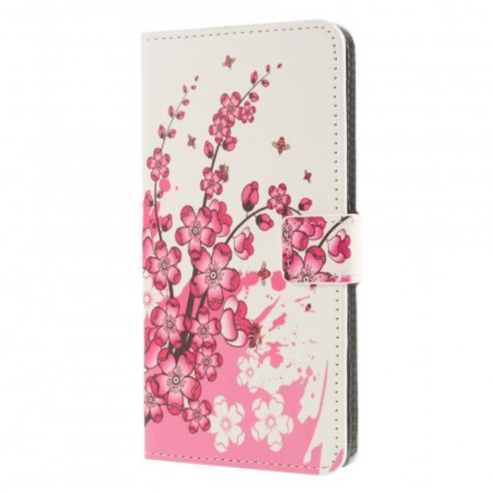 Leren Hoesje voor Huawei P30 Lite Tropische Bloemen