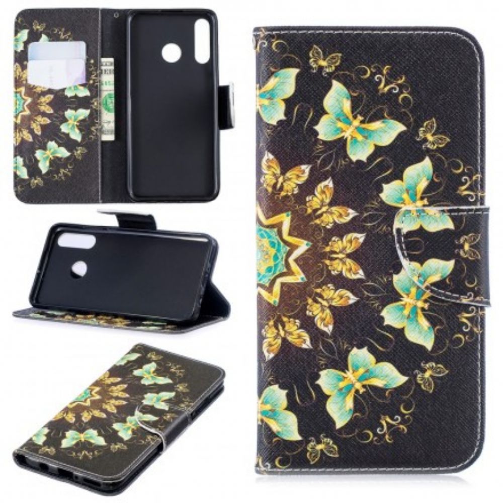 Leren Hoesje voor Huawei P30 Lite Vlinders Mandala