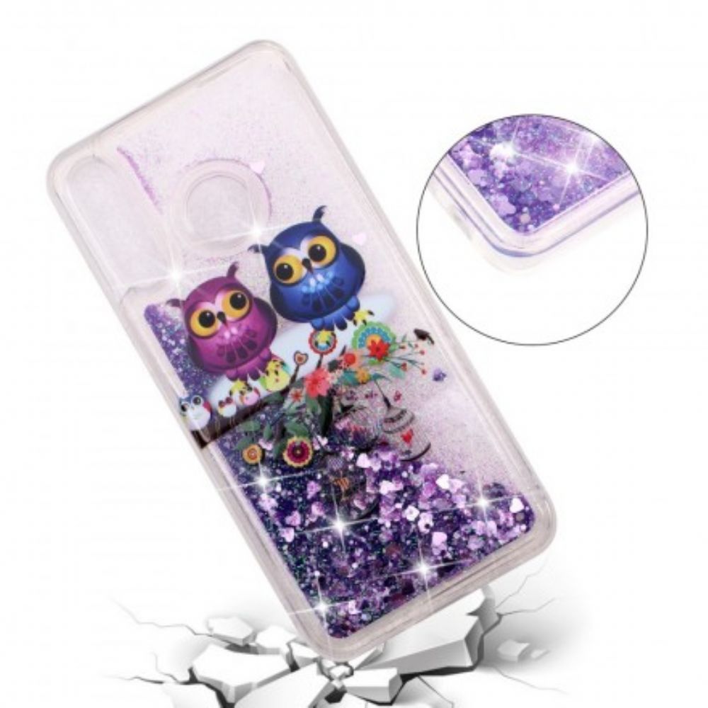 Telefoonhoesje voor Huawei P30 Lite Glitter Uilen