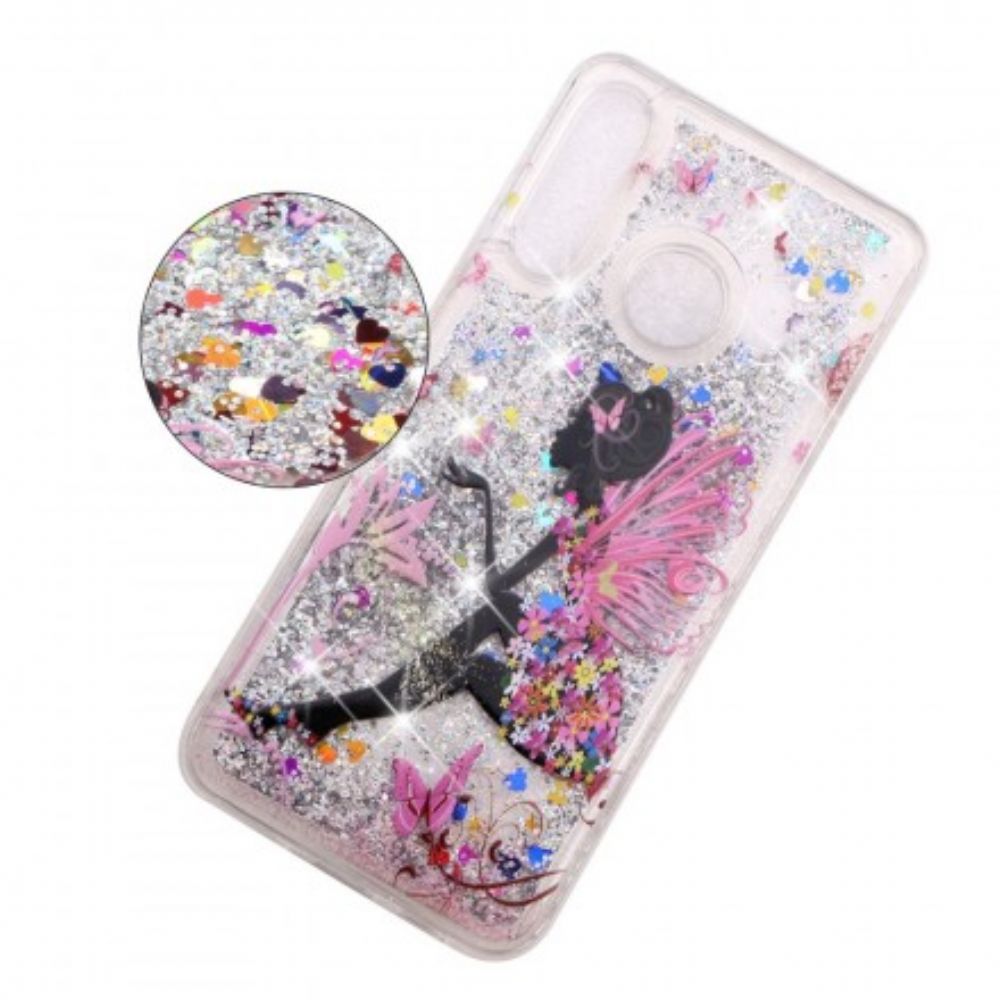 Telefoonhoesje voor Huawei P30 Lite Transparante Bloemenfee Glitters