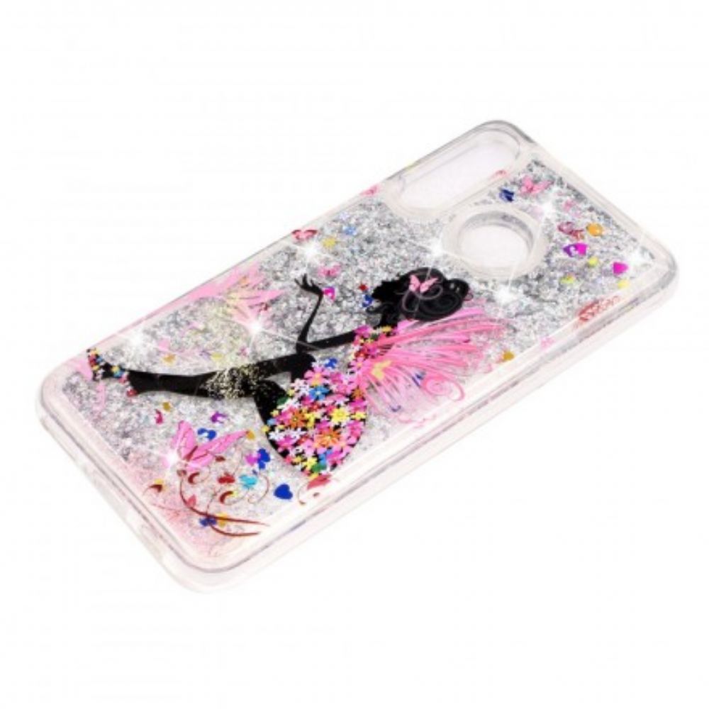 Telefoonhoesje voor Huawei P30 Lite Transparante Bloemenfee Glitters