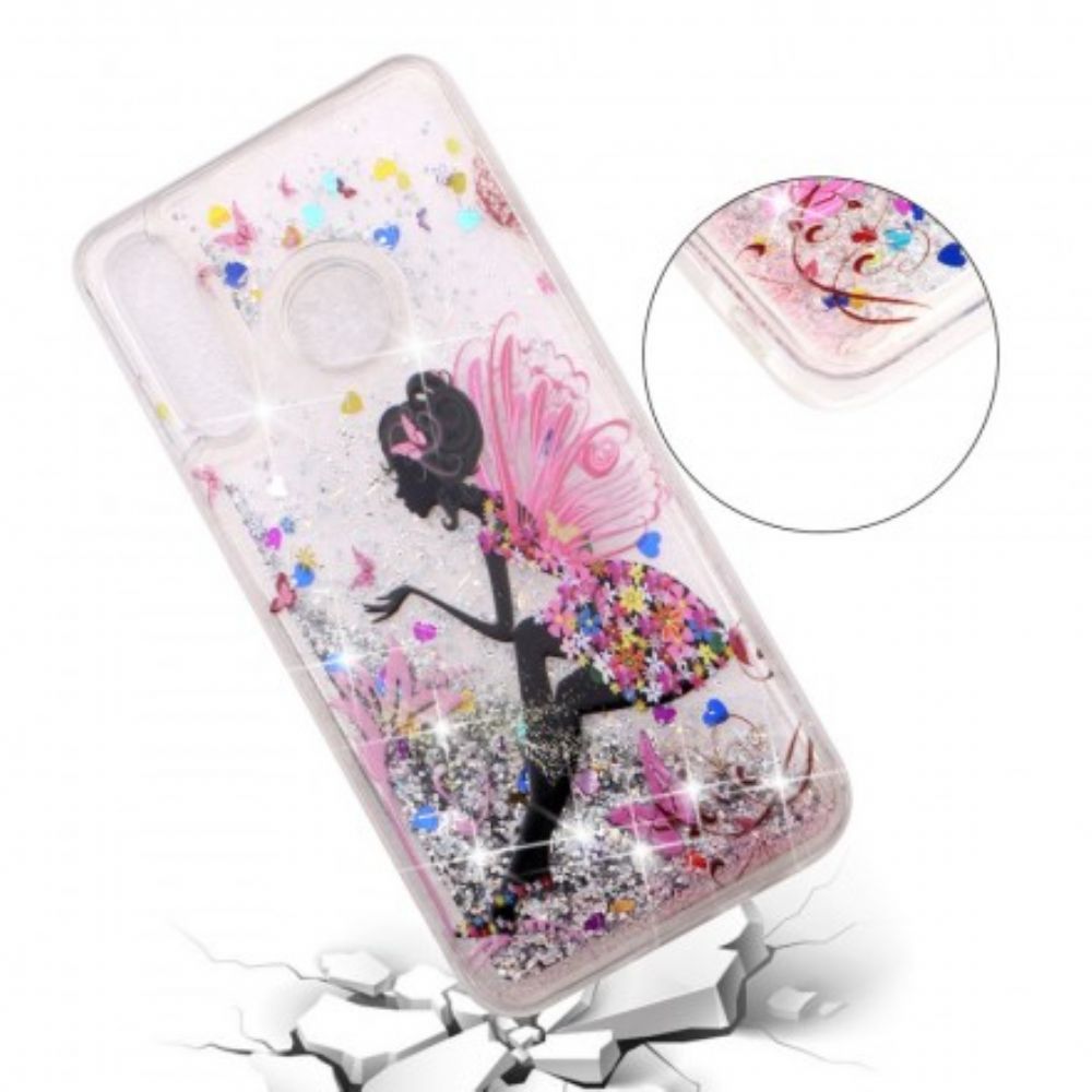 Telefoonhoesje voor Huawei P30 Lite Transparante Bloemenfee Glitters