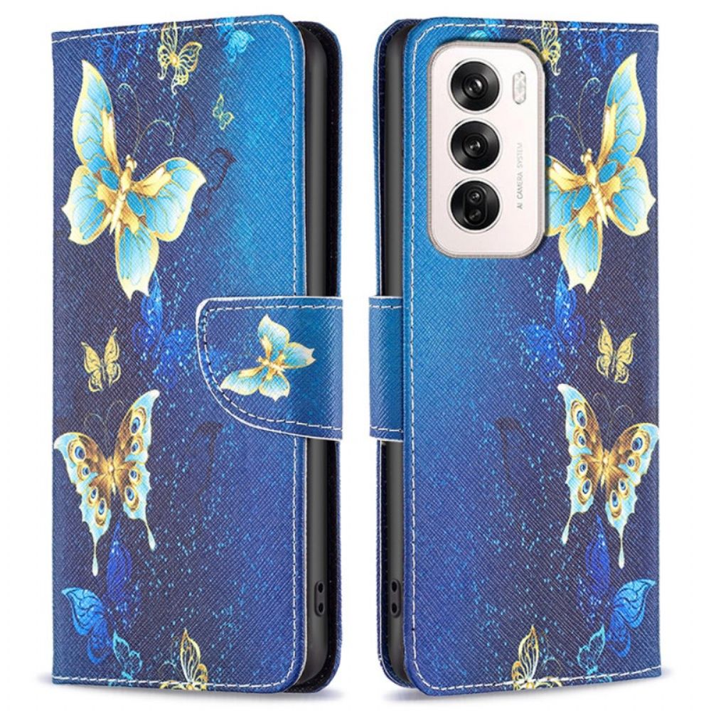 Bescherming Hoesje Oppo Reno 12 5g Gouden Vlinders